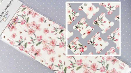 БК-03 Бобіни (шпулі) для муліне картонні з малюнком Квітуча магнолія, Кольорова