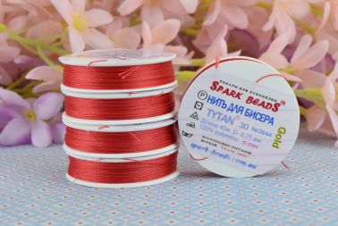 Нитки для бісеру Tytan 30, №3644 GOLD, Червоний 40м Spark beads