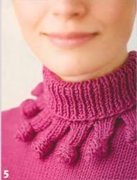 Интересная отделка горловины спицами