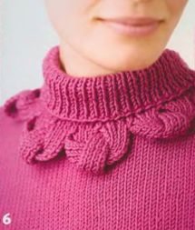 Интересная отделка воротника спицами 3