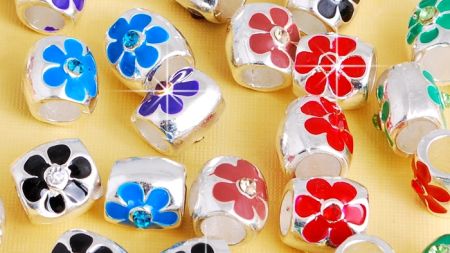 З емаллю намистини металеві європейського стилю (Пандора-стиль)3804