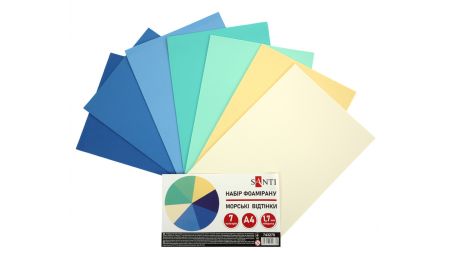 Набір кольорового фоама 7 різних морських відтінків, товщина 1.7 мм, розмір А4, Santi  743270