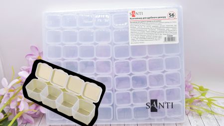 Контейнер для бісеру та дрібниць на 56 знімних комірок із кришками SANTI 743040