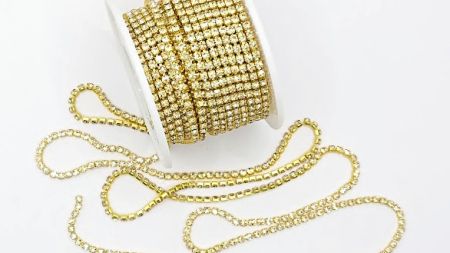 Ланцюг золота з кришталевими стразами , 10 сантиметрів SS-08-В , колір C1140-Jonquil, 10 см