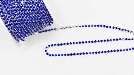 Ланцюг срібний з синіми стразами , 10 сантиметрів SS-08-В , колір C1187-Sapphire, 10 см