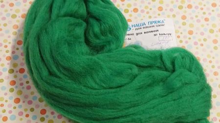 Вовна для валяння мериносова, колір 220 смарагд, Наша Пряжа , 50г