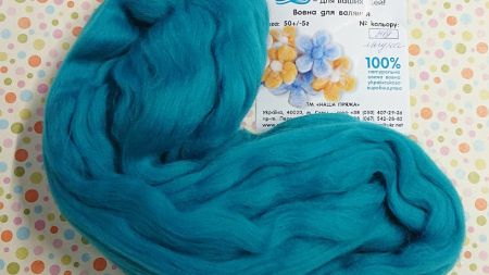 Вовна для валяння мериносова, колір 349 лагуна, Наша Пряжа , 50г