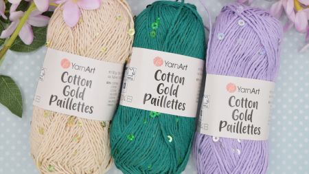 Пряжа Котон Голд пайлетес ЯрнАрт Cotton Gold Paillettes Yarn Art 