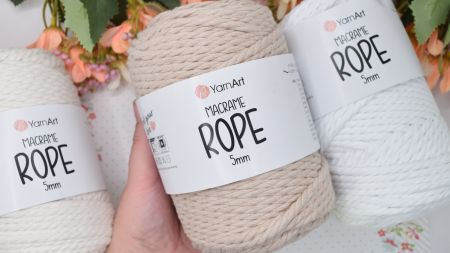 Товстий шнур Макраме роуп 5 мм Ярнарт Macrame Rope 5мм  Yarn Art для в'язання килимків, панно, сумок та плетіння макраме