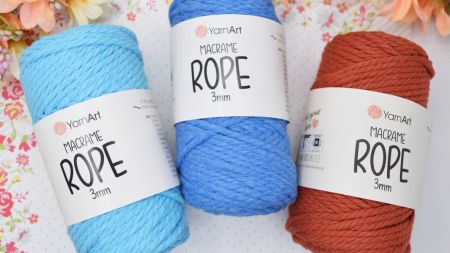 Шнур Макраме роуп 3 мм Ярнарт Macrame Rope 3мм  Yarn Art для в'язання килимків, панно, припинди, сумок та плетіння макраме