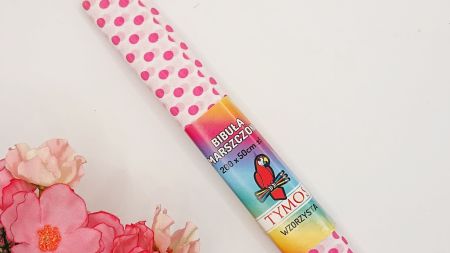 Креп-папір TYMOS  BIBULA розмір 50см*2м, колір білий з малиновим горохом