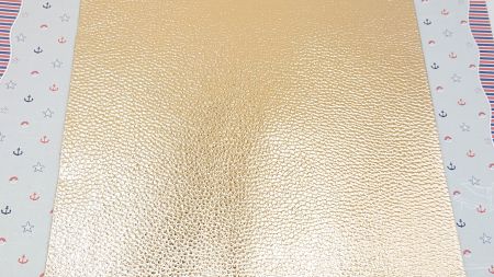 Штучна шкіра для рукоділля , середньозерниста, А4 колір глянцевий металік Рожеве Золото, 1 шт