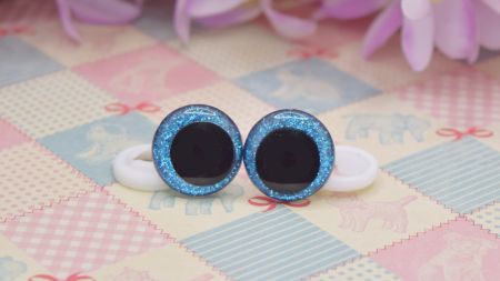 Очі лялькові великі Блискучі СИНІ люкс зі зміщеною зіницею, на безпечному кріпленні д=18 мм 1 пара