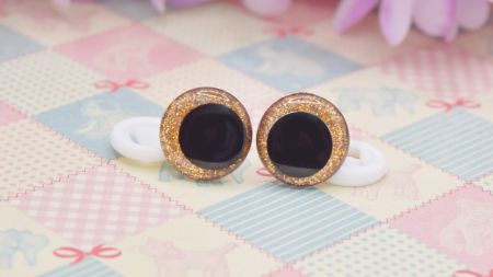 Очі лялькові великі Блискучі КОРИЧНЕВІ люкс зі зміщеною зіницею, на безпечному кріпленні д=18 мм 1 пара