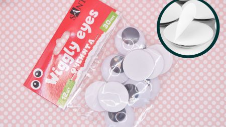 Очі рухливі самоклеючі для іграшок, чорні, d-30мм, 12 шт.  SANTI 954637