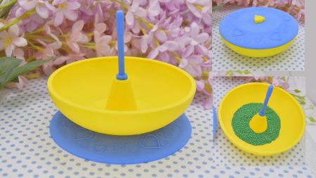 Спінер для бісеру великий, СПБ-001 Крутьбіс, синій із жовтим, d 13,5см, Маковка