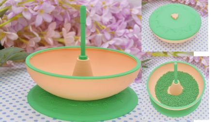 Спінер для бісеру великий, СПБ-002 Крутьбіс, Персиковий із зеленим, d 13,5см, Маковка