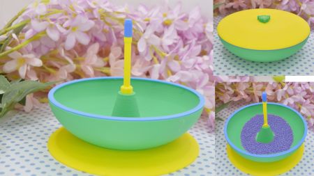 Спінер для бісеру великий, СПБ-003 Крутьбіс, Жовтий із зеленим, d 13,5см, Маковка