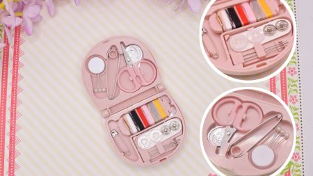 Компактний дорожній швейний набір в органайзері , 20 предметів, колір тілесний