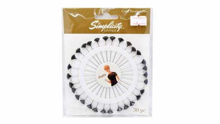 Кравецькі Шпильки Simplicity 5075024007 з чорною діамантовою голівкою, сталь, довжина 50мм, 30 штук