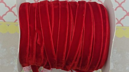Стрічка оксамитова, ширина 10 мм, колір Вишневий, 1 м