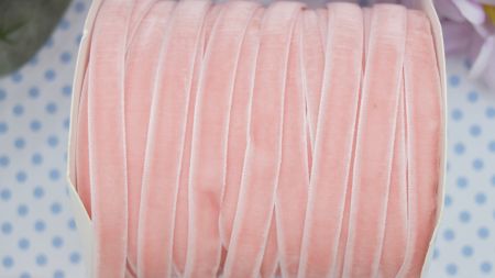 Стрічка оксамитова, ширина 10 мм, колір Персиково-Рожевий, 1 м