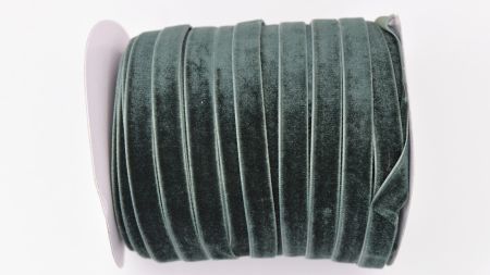 Стрічка оксамитова, ширина 10 мм, колір Болотний, 1 м