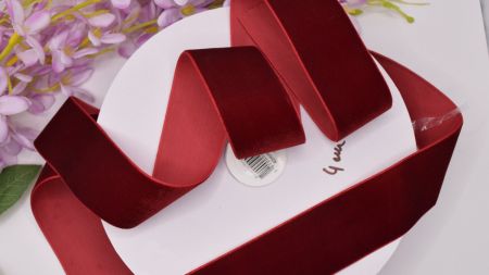 Стрічка Оксамитова 40 мм, бордовая, 1 м