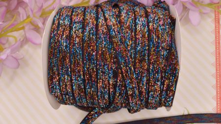 Стрічка декоративна з люрексом ширина 10 мм, Райдужний металік Rainbow Metallic, 1 м