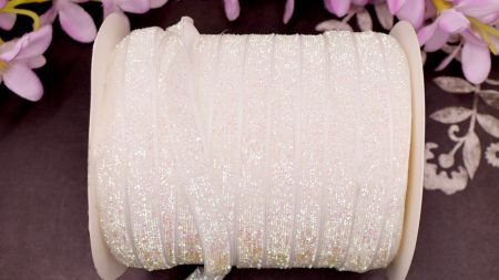 Стрічка декоративна з люрексом ширина 10 мм, колір Біла голограма, Опал (White Holographic), 1 м