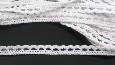 Стрічка мереживна БВ ширина 10 мм, найпростіша, білого кольору, 1 м