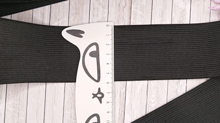 Стрічка еластична, широка резинка для одягу, чорний колір, 6 см