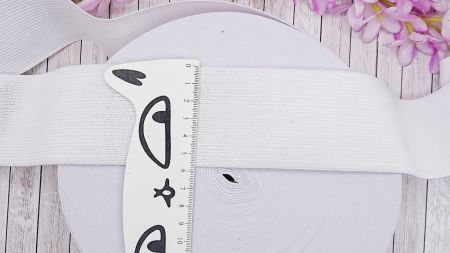 Стрічка еластична, широка резинка для одягу, білий колір, 6 см