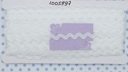 Декоративна тесьма Хвиля (зіг-заг) 9 мм, колір Білий, 1 метр