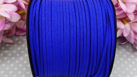Плоский замшевий шнур 3х1,5 мм, 1 м, колір  синій насичений