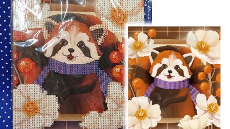 Картина стразами 5D 177180 Єнотик. Осінь, Худ. Сівер 21х25см, Go to Art підставка  