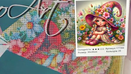 Картина стразами 177394 Квіткова чарівниця, набір Go to Art Діамантові ручки на підрамнику