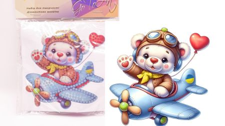 Набір діамантова мозаїка Наліпка Політ з любов’ю (ведмежа), 11*10 см Go to Art 177407