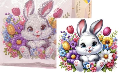 Наліпка Зайчик-сюрприз, 11*10 см Go to Art 177411 діамантова мозаїка