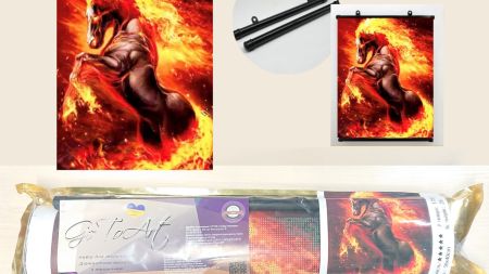 Картина стразами 178287т Крізь вогонь, набір з тримачем Go to Art Діамантові ручки 