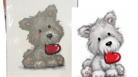 Картина стразами 5D 178673 Чекаю на тебе (песик), 21х25см Go to Art, підставка 