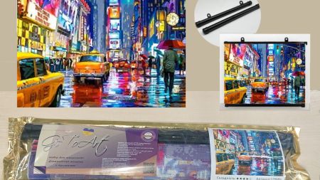 Картина стразами 178989т Нічне місто, набір з тримачем Go to Art Діамантові ручки 