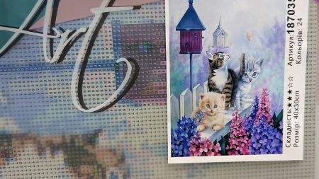 Картина стразами 187035 Весна прийшла (кошенята), набір Go to Art Діамантові ручки на підрамнику (GM72850)