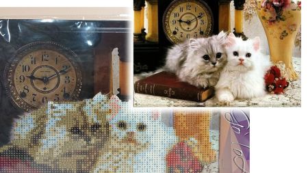 Картина стразами 5D 189045 Пухнасті друзі (котики), 21х25см, Go to Art підставка  