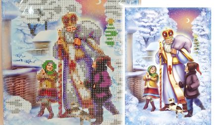 Картина стразами 5D , 189579 , Святий Миколай. Худ Гарбуз Go to Art 21х25см Діамантові ручки, підставка JA29393