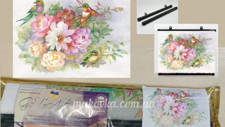 Картина стразами 189741 Колібрі, набір Go to Art Діамантові ручки з тримачем