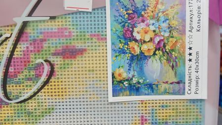 Картина стразами 177128 Букет літніх польових квітів Худ. Дарчук О. Go to Art Діамантові ручки на підрамнику 