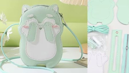 Набір для виготовлення сумки СК-04 Песик що закриває обличчя, салатовий, штучна шкіра