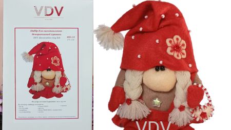 Новогодний гном девочка ФН-118 ВДВ, 16х5 см, набор для шитья из фетра48145