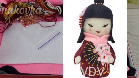 Фетрова іграшка Лялька Кокеші ФН-124  ВДВ, набір для шиття з фетру іграшки